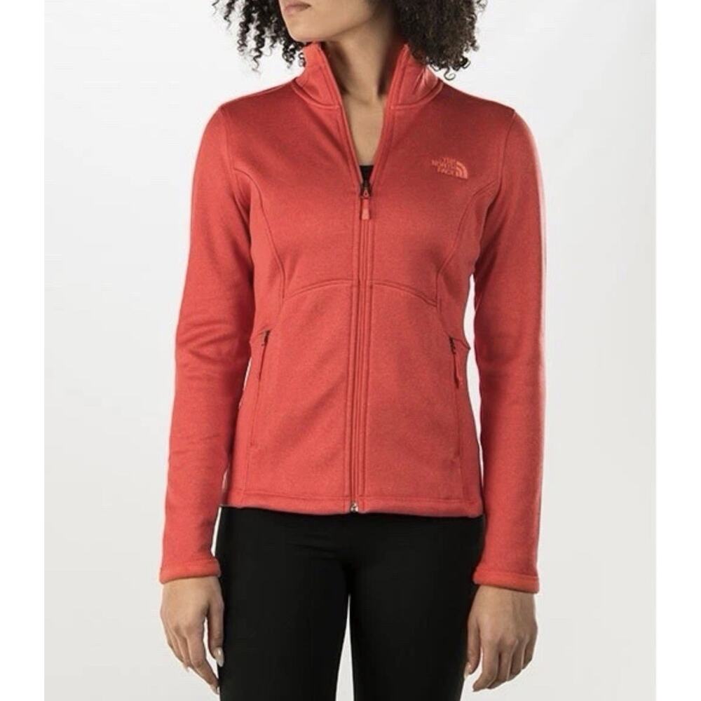Women’s North Face Jacket Size Small Coral Soft Fleece Zip Up Mock Neck Agave